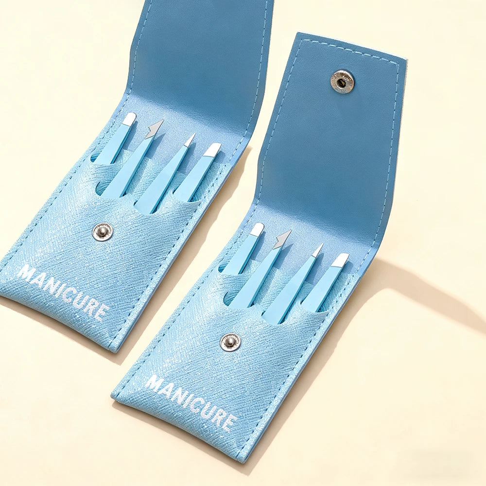 Colourful Precision Eyebrow Tweezers – Stainless Steel, Slanted Tip