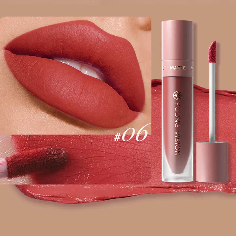 8-Colour Matte Velvet Lip Gloss – Waterproof, Plumping & Long-Lasting