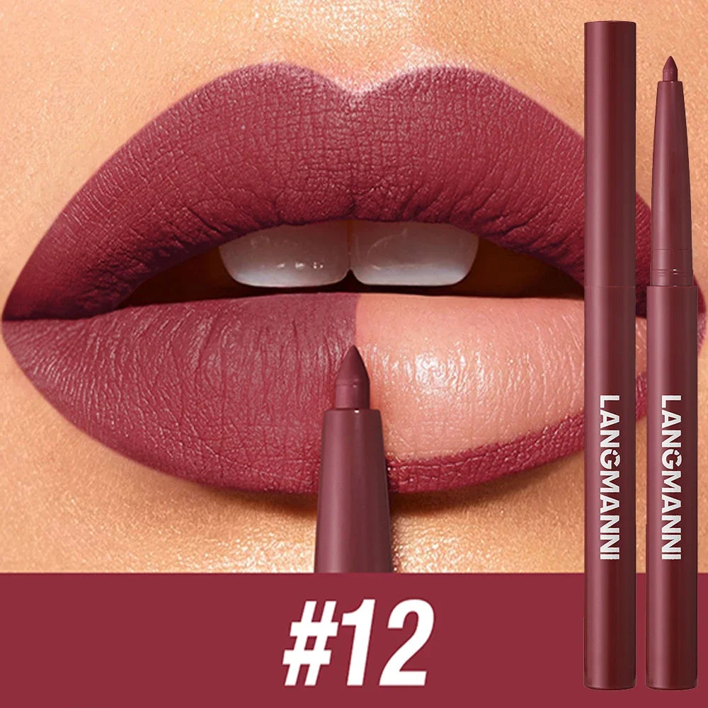 Velvet Matte Lip Liner – Waterproof, Non-Stick, 12 Natural Shades