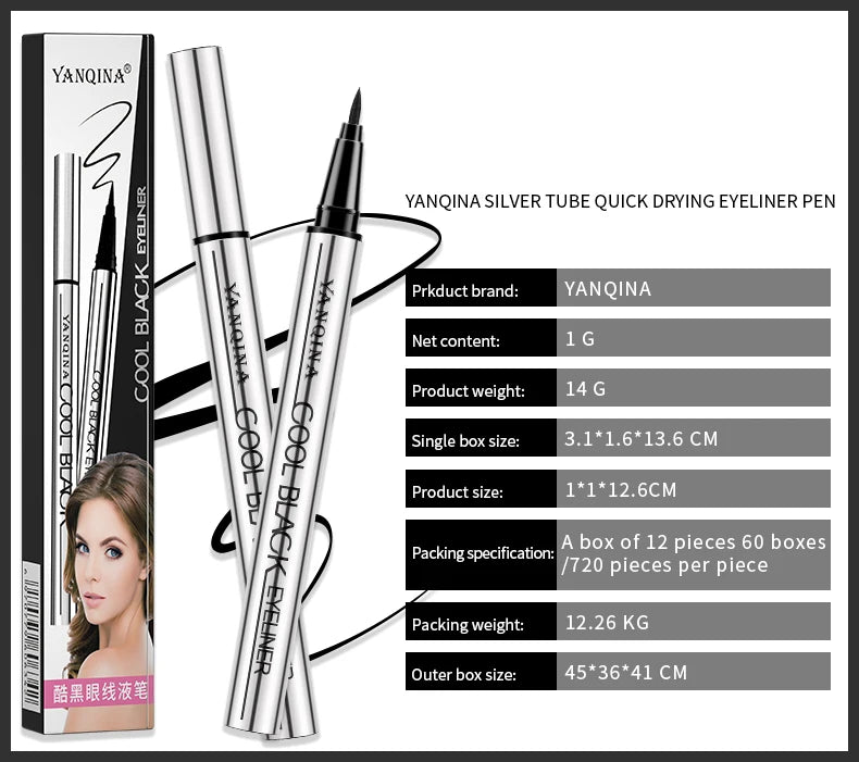 Black Brown Eyeliner Pen Waterproof Sweatproof Long Lasting No Smudge Liquid Eyeliner Eye Makeup Tool for Beginners