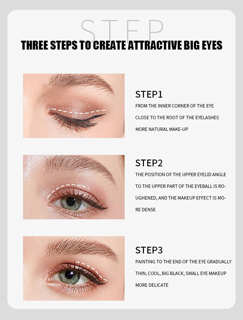 Black Brown Eyeliner Pen Waterproof Sweatproof Long Lasting No Smudge Liquid Eyeliner Eye Makeup Tool for Beginners