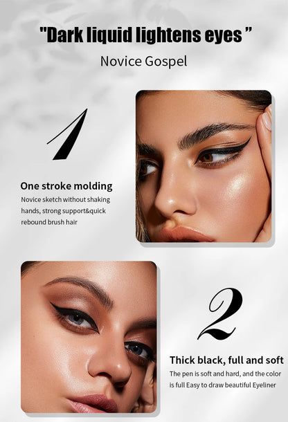 Black Brown Eyeliner Pen Waterproof Sweatproof Long Lasting No Smudge Liquid Eyeliner Eye Makeup Tool for Beginners