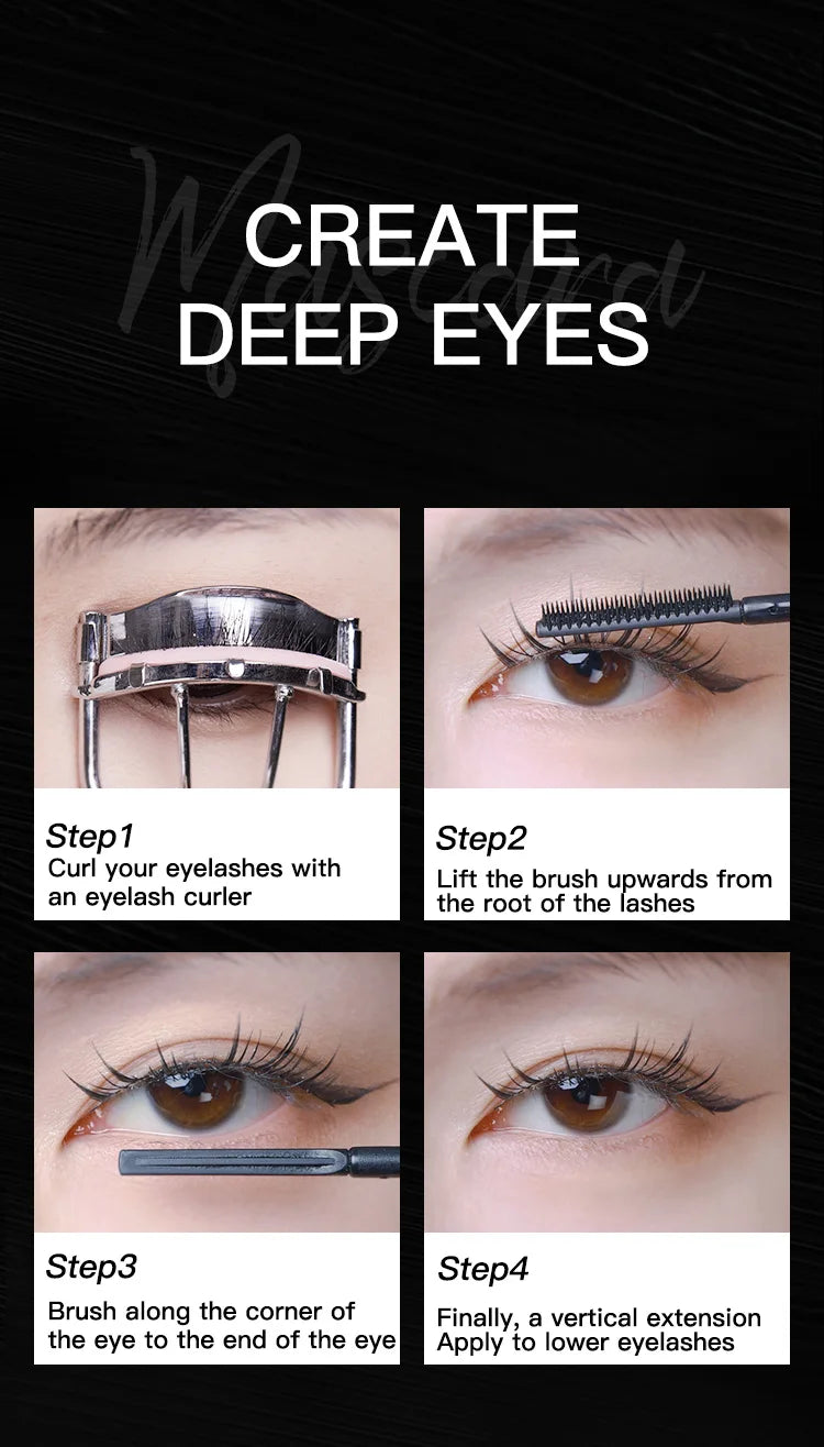 Naturally Curls Thick & Long Last Mascara with Silicone Brush Head Gecomo Mascara Specially Customized for Asian Lady