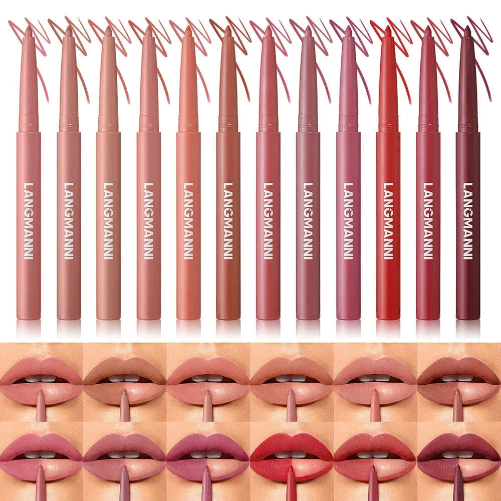 Velvet Matte Lip Liner – Waterproof, Non-Stick, 12 Natural Shades