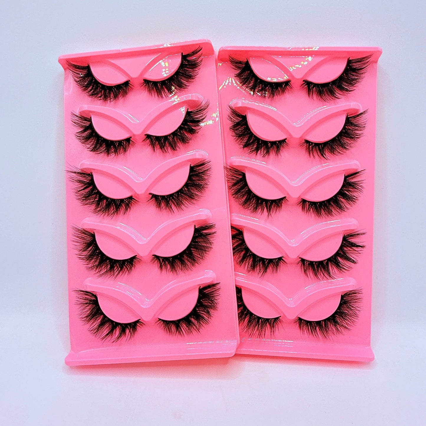 Dramatic Cat Eye False Lashes – 5 Pairs, Faux Mink Volume Strip
