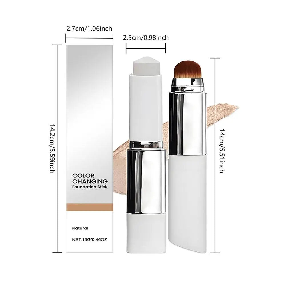 2-in-1 Color-Changing Foundation Stick Liquid Lightweight Moisturizing Brightening Foundation Color Changing For All Skin Types