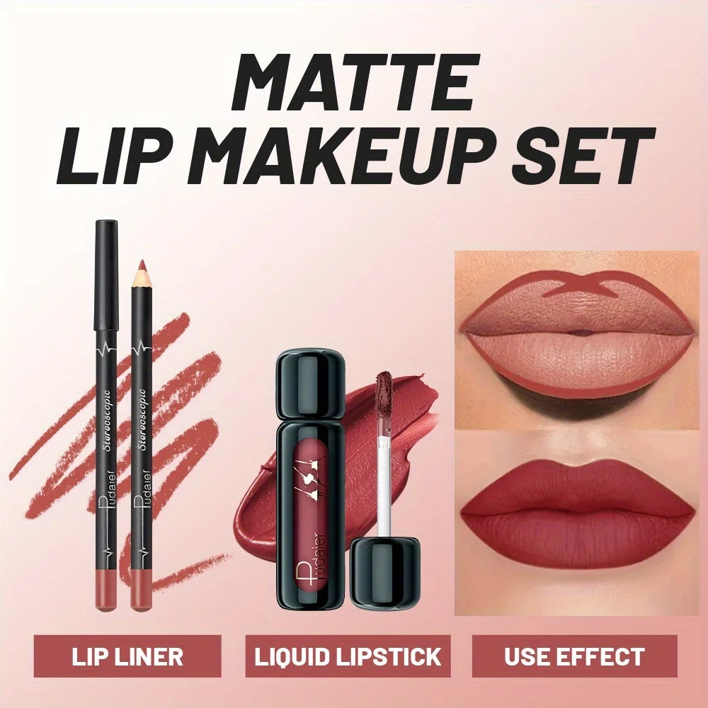 Waterproof Long-Lasting Lip Liner Set - waterproof and long-lasting, non-fading, easy to apply, highly saturated color
