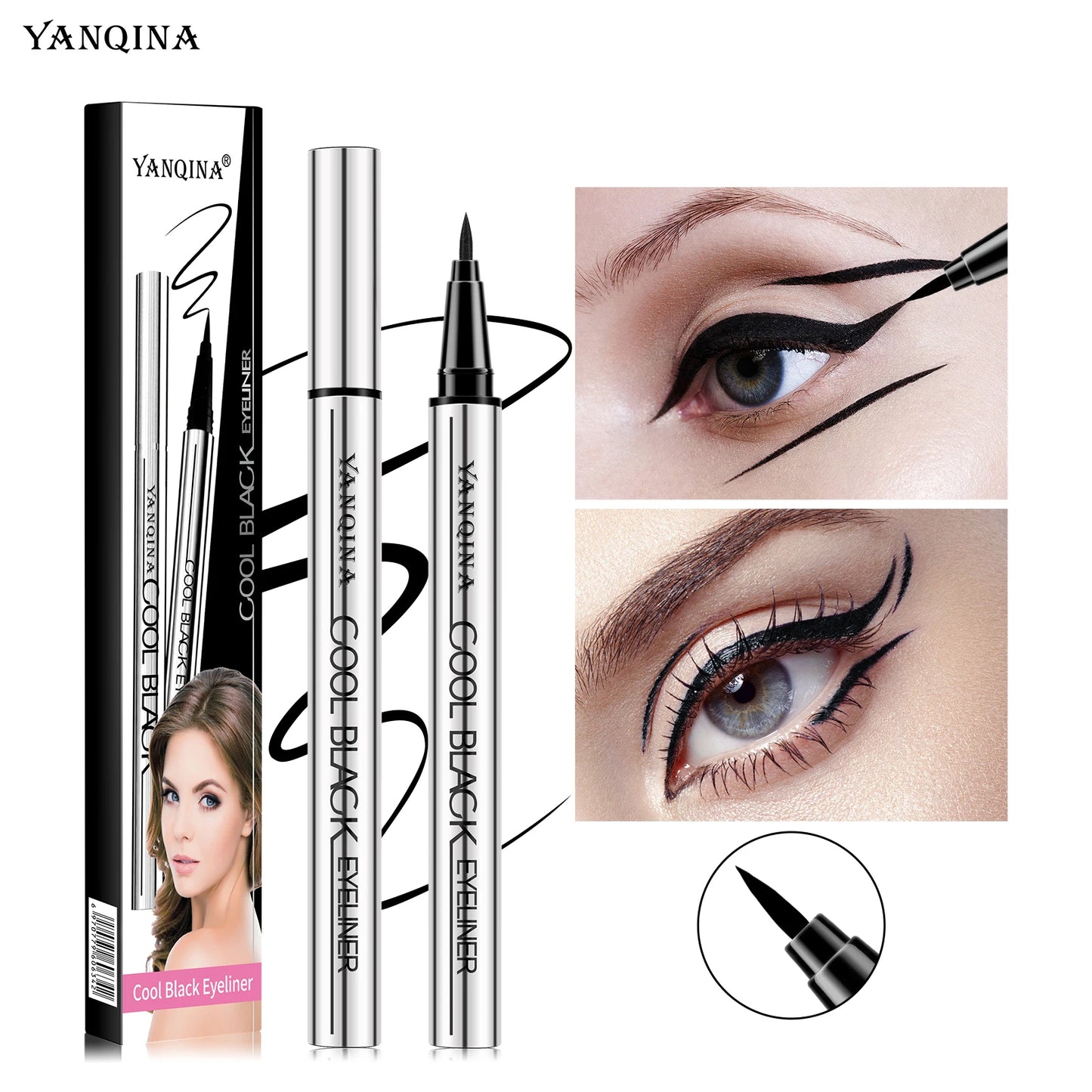 Black Brown Eyeliner Pen Waterproof Sweatproof Long Lasting No Smudge Liquid Eyeliner Eye Makeup Tool for Beginners