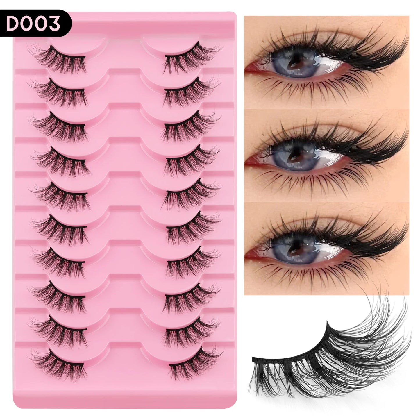 Natural Half Lashes – Wispy Cat Eye Style, Faux Mink Strip