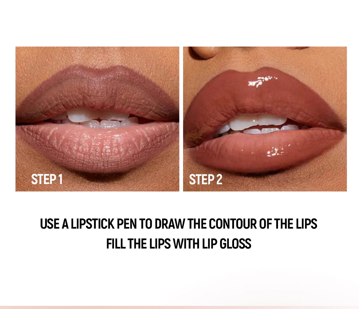 2-in-1 Lip Gloss & Liner Pen – Mirror Shine + Matte Contour