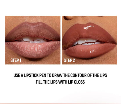 2-in-1 Lip Gloss & Liner Pen – Mirror Shine + Matte Contour