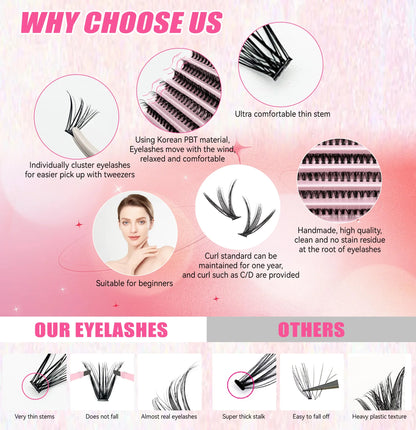 DIY Lash Extension Kit – 200-Piece Cluster Set with Bond & Seal