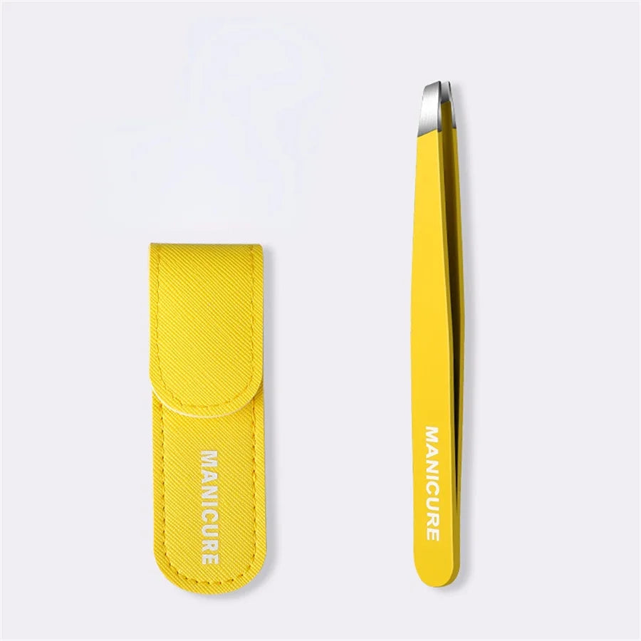 Colourful Precision Eyebrow Tweezers – Stainless Steel, Slanted Tip