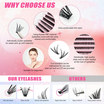 DIY Lash Extension Kit – 200-Piece Cluster Set with Bond & Seal