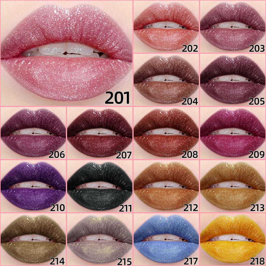 18-Shade Glitter Lip Glaze – Moisturising, Long-Lasting & Plumping