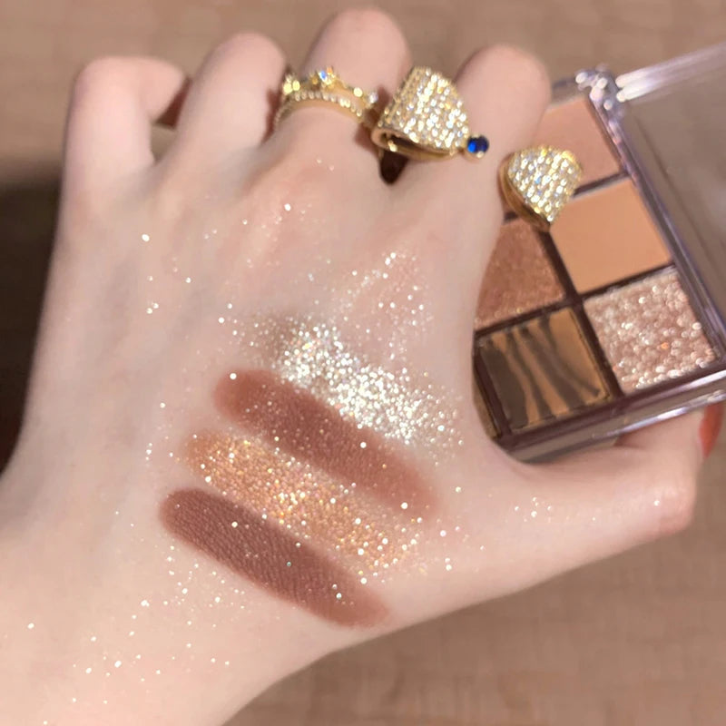 9-Colour Rose Petal Eyeshadow Palette – Matte & Shimmer Duo Finish