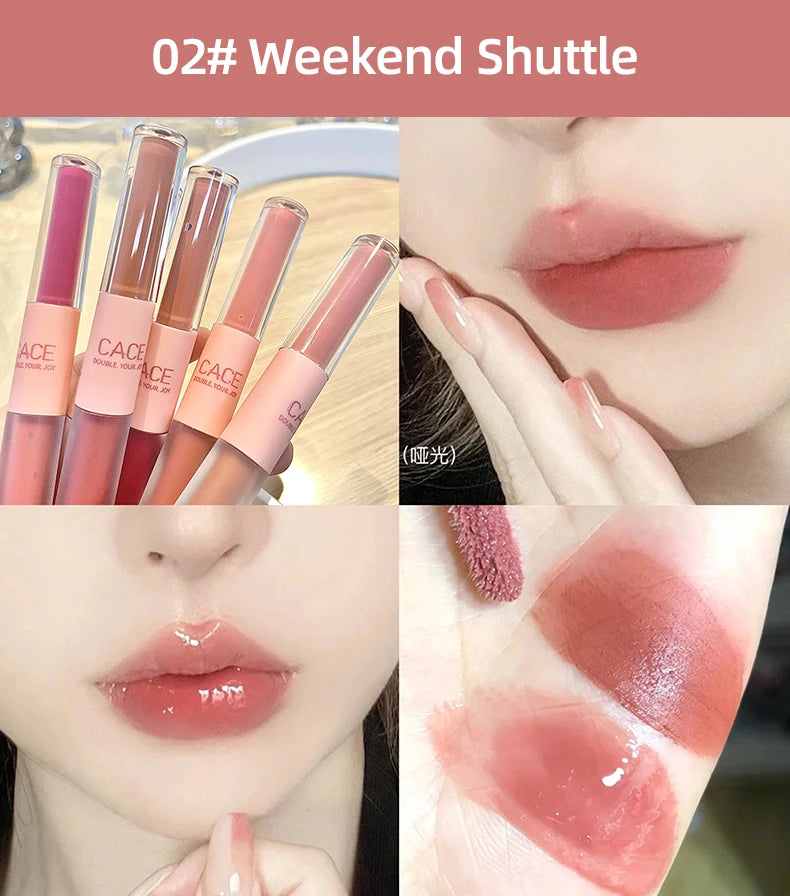 Dual-Ended Lip Gloss – Matte & Mirror Gloss Finish