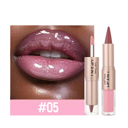 2-in-1 Lip Gloss & Liner Pen – Mirror Shine + Matte Contour