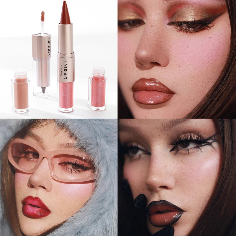 2-in-1 Lip Gloss & Liner Pen – Mirror Shine + Matte Contour
