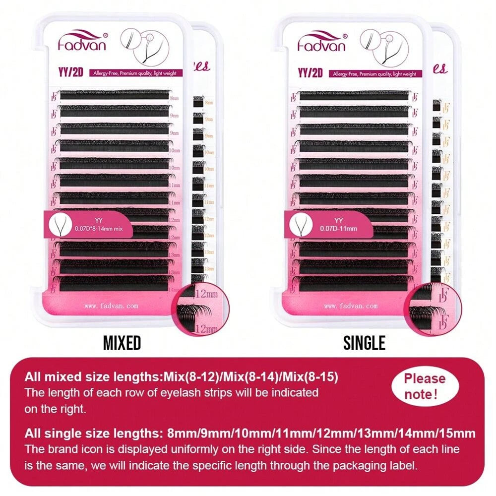 Professional Volume Lash Extensions – Premade YY Fans, Multiple Lengths