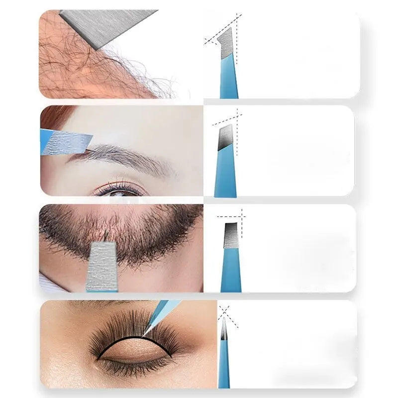 Colourful Precision Eyebrow Tweezers – Stainless Steel, Slanted Tip