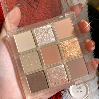 9-Colour Rose Petal Eyeshadow Palette – Matte & Shimmer Duo Finish