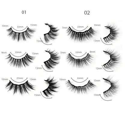 12 Pairs of Magnetic False Eyelash Sets, with Eyeliner, Natural Makeup Effect, Reusable, Curling Magnetic Eyelash Sets