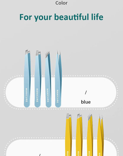 Colourful Precision Eyebrow Tweezers – Stainless Steel, Slanted Tip