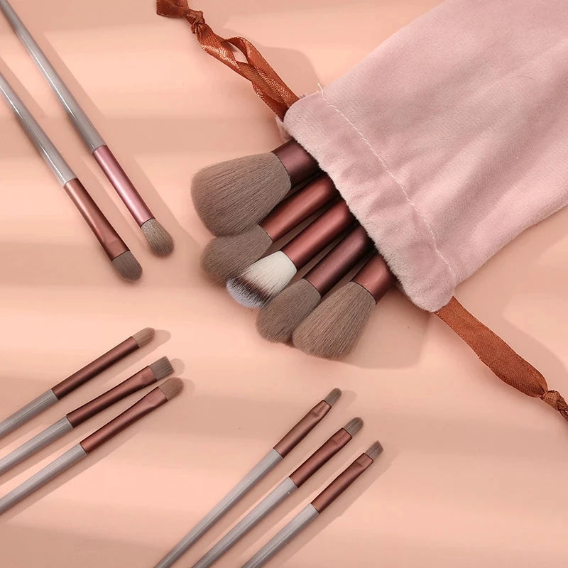 13-Piece Professional Makeup Brush Set with Travel Bag – Soft Bristle Collection