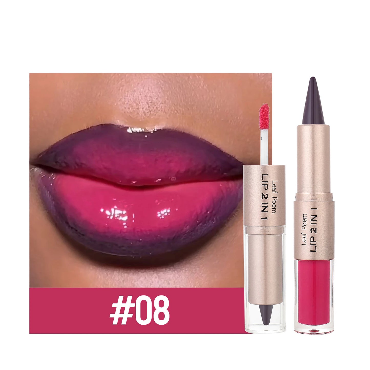 2-in-1 Lip Gloss & Liner Pen – Mirror Shine + Matte Contour