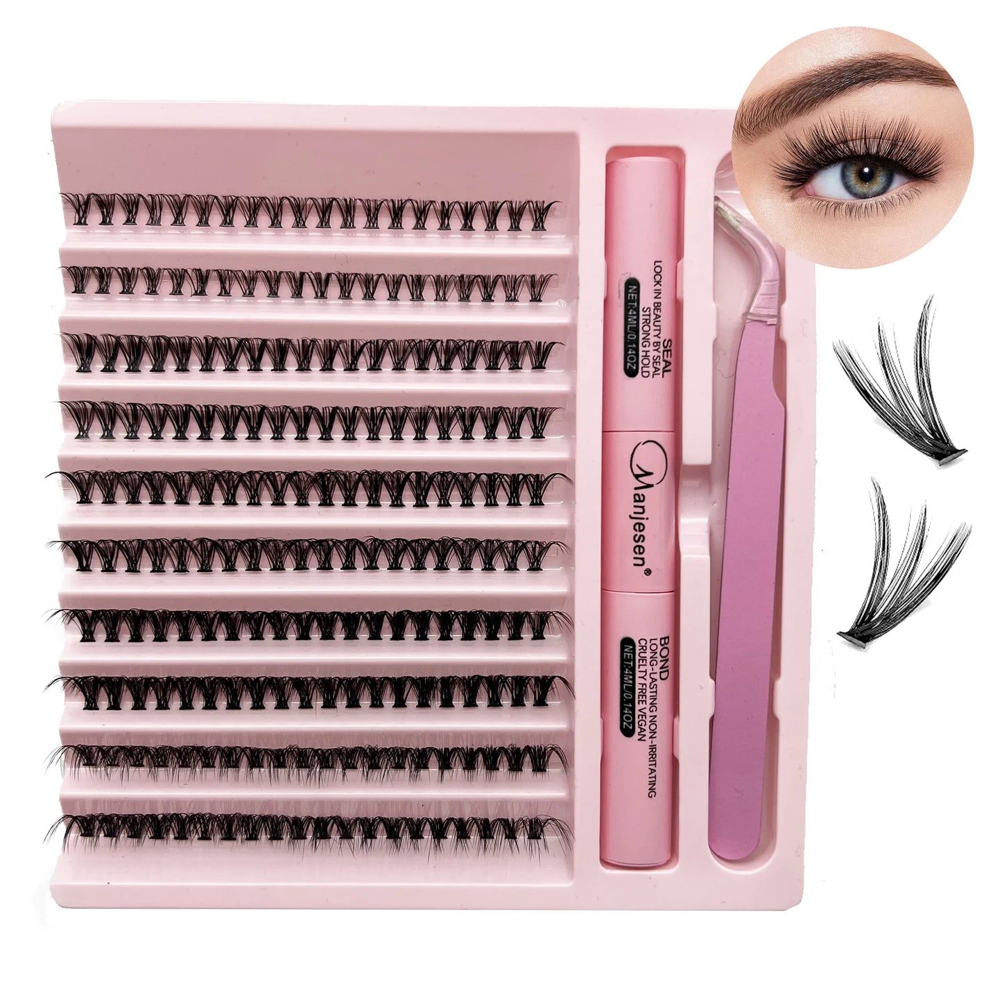 DIY Lash Extension Kit – 200-Piece Cluster Set with Bond & Seal