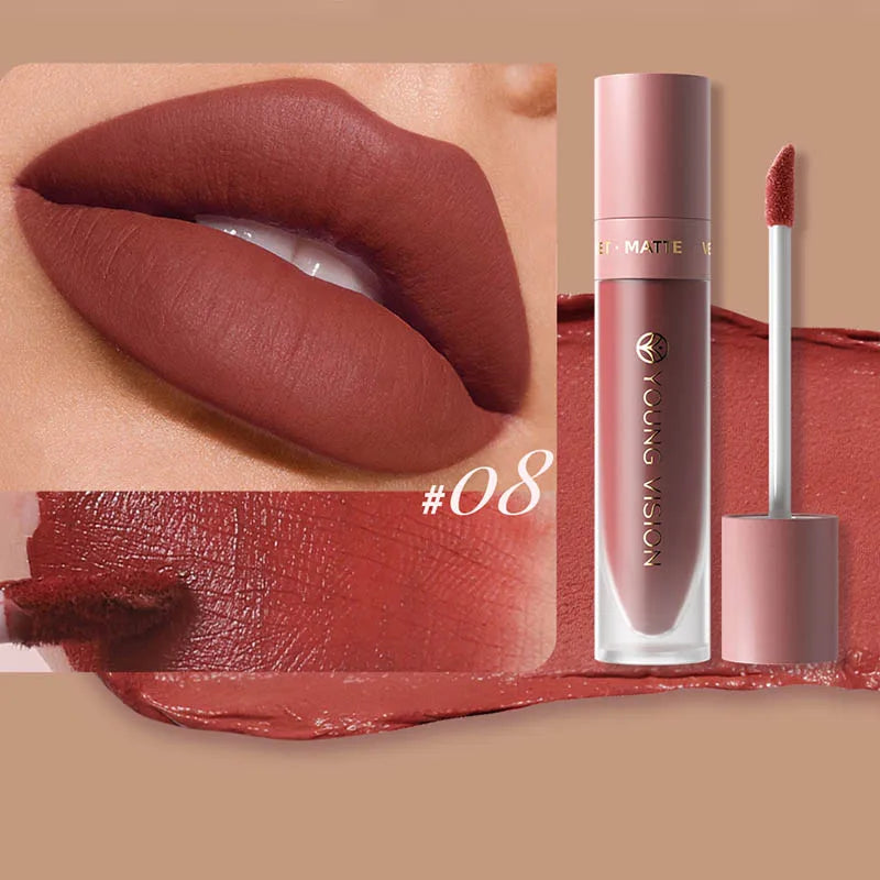 8-Colour Matte Velvet Lip Gloss – Waterproof, Plumping & Long-Lasting