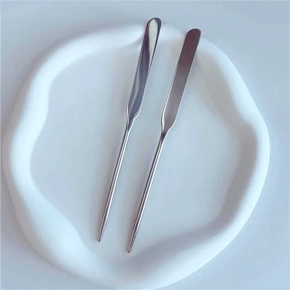 2PC  Toner Makeup Mixing Mixing Stick Foundation Cream Mixing Cosmetic Make Up Tool Stainless Steel Palette Tray Rod Set Spatula
