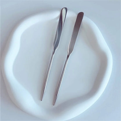 2PC  Toner Makeup Mixing Mixing Stick Foundation Cream Mixing Cosmetic Make Up Tool Stainless Steel Palette Tray Rod Set Spatula