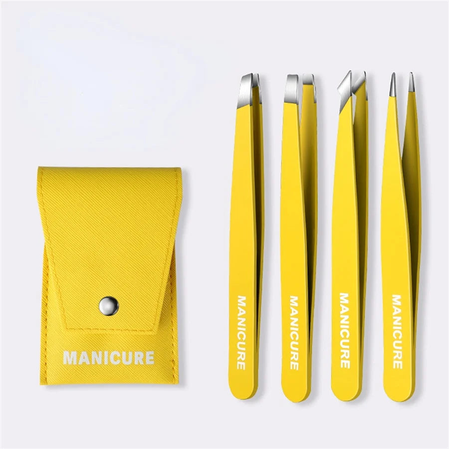 Colourful Precision Eyebrow Tweezers – Stainless Steel, Slanted Tip
