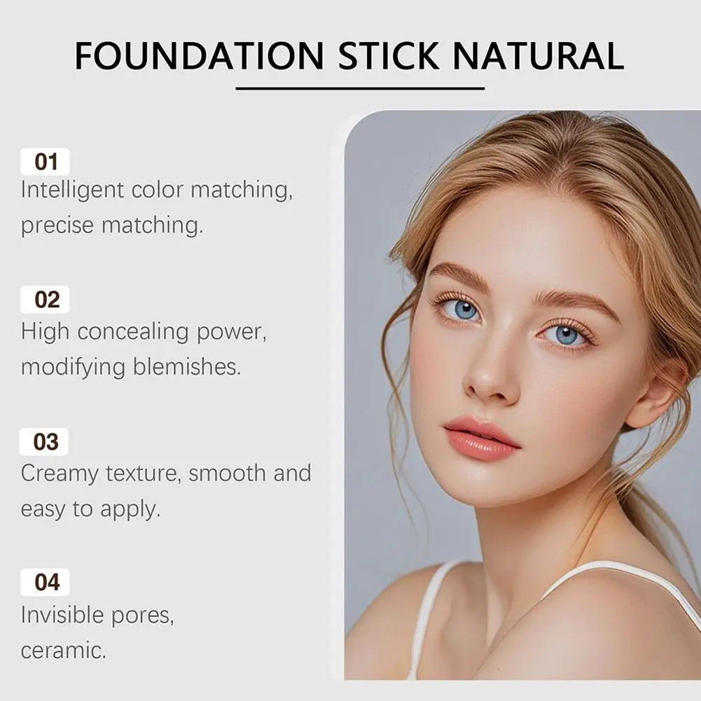 2-in-1 Color-Changing Foundation Stick Liquid Lightweight Moisturizing Brightening Foundation Color Changing For All Skin Types