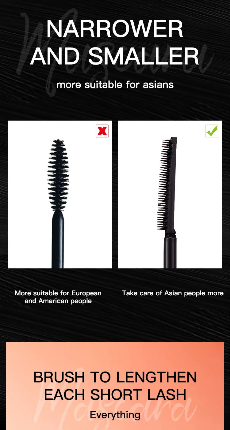 Naturally Curls Thick & Long Last Mascara with Silicone Brush Head Gecomo Mascara Specially Customized for Asian Lady