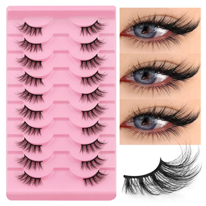 Natural Half Lashes – Wispy Cat Eye Style, Faux Mink Strip