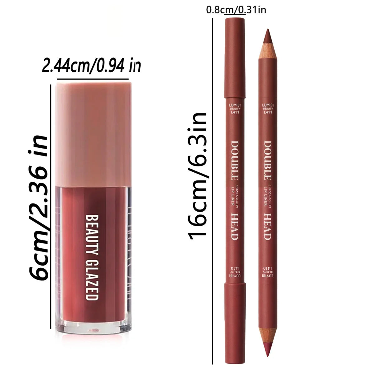 2-Piece Lip Liner & Gloss Duo Set – Matte Contour + Moisturising Gloss