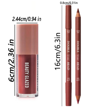 2-Piece Lip Liner & Gloss Duo Set – Matte Contour + Moisturising Gloss