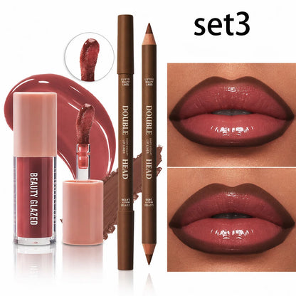 2-Piece Lip Liner & Gloss Duo Set – Matte Contour + Moisturising Gloss