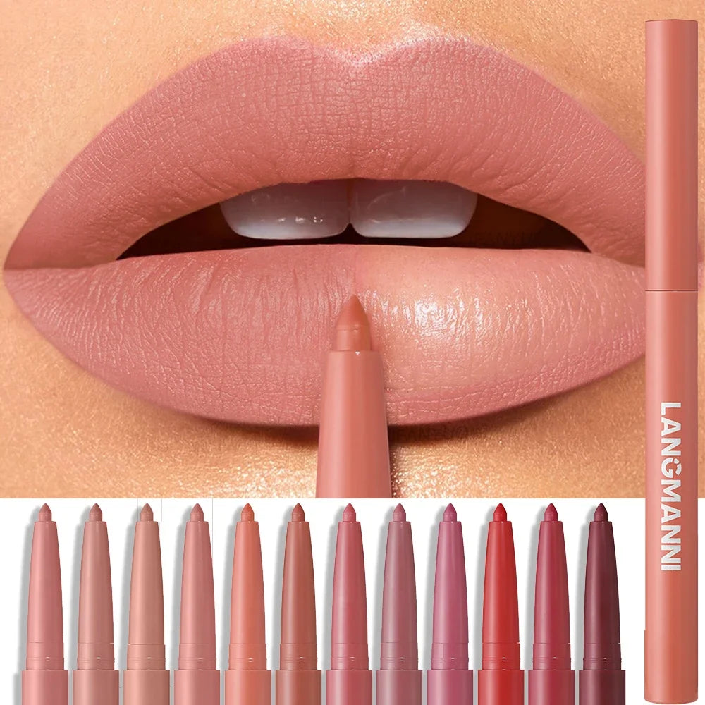Velvet Matte Lip Liner – Waterproof, Non-Stick, 12 Natural Shades