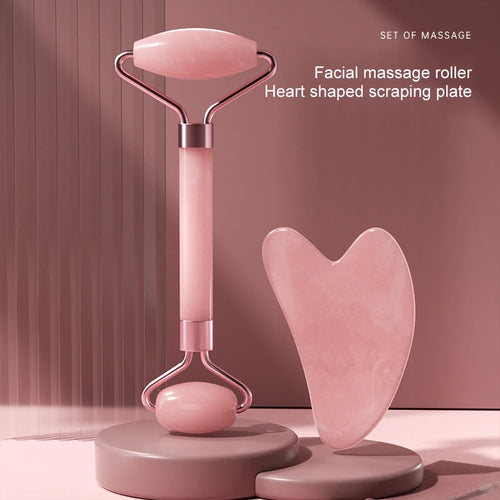 Facial Massage Roller & Gua Sha Set – Face, Neck & Eye Skincare Tool