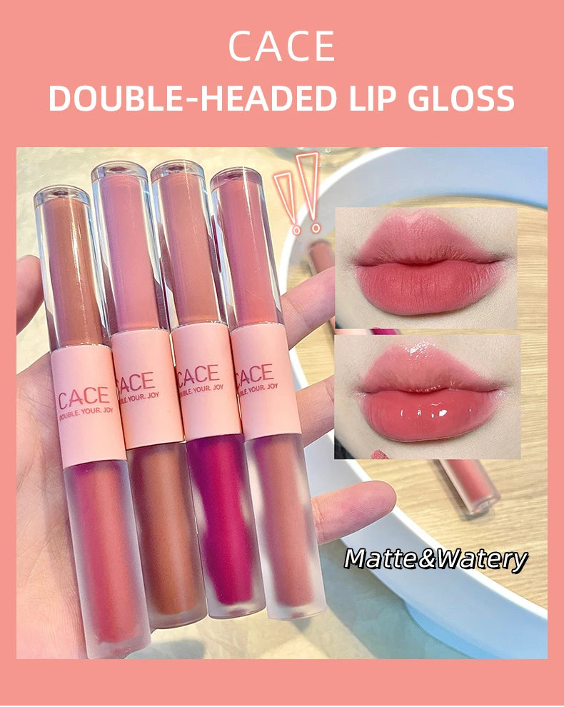 Dual-Ended Lip Gloss – Matte & Mirror Gloss Finish