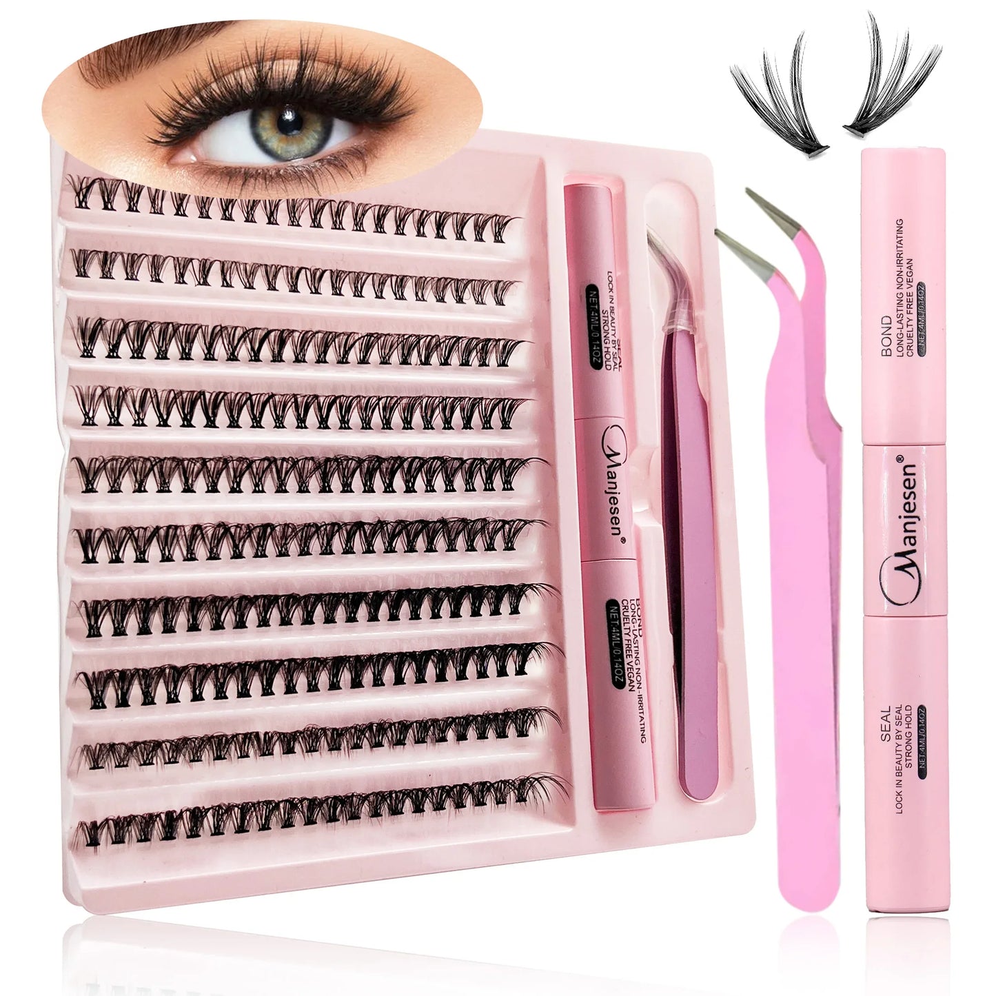 DIY Lash Extension Kit – 200-Piece Cluster Set with Bond & Seal
