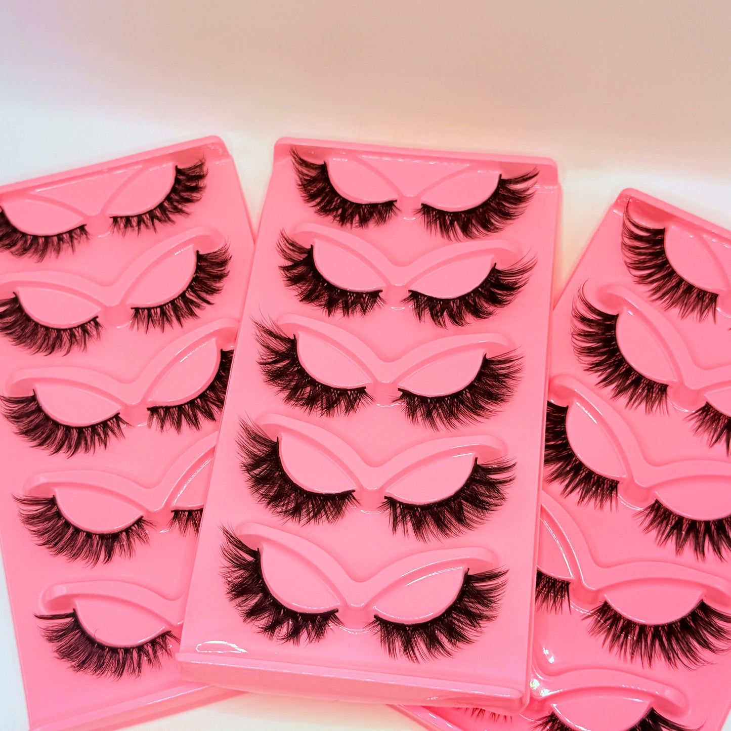 Dramatic Cat Eye False Lashes – 5 Pairs, Faux Mink Volume Strip