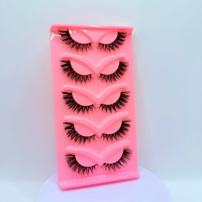 Dramatic Cat Eye False Lashes – 5 Pairs, Faux Mink Volume Strip