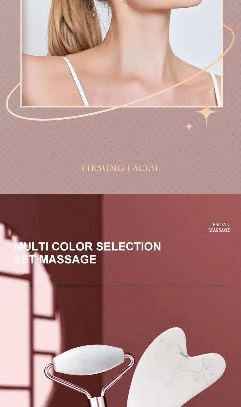 Facial Massage Roller & Gua Sha Set – Face, Neck & Eye Skincare Tool