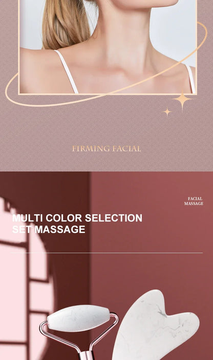 Facial Massage Roller & Gua Sha Set – Face, Neck & Eye Skincare Tool