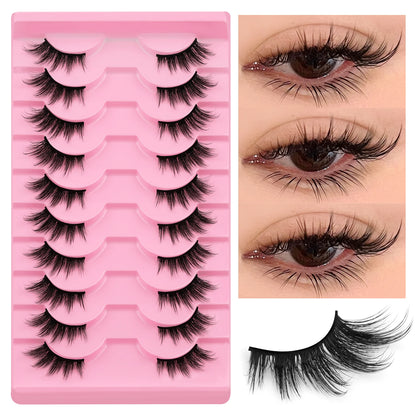 Natural Half Lashes – Wispy Cat Eye Style, Faux Mink Strip